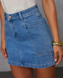Casual Washed Denim Skirt GSMF-9116#