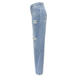 Fashion Washed Loose Straight Jeans GSMF-JG2686