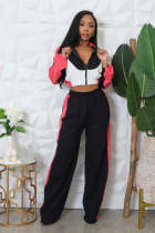 Patchwork Contrast Color Coat Pants Sport Suit QYMF-3087