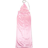 Halterneck Backless Solid Maxi Dress GZJQ-K25D79105