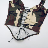 Camouflage Print Tie Up Sling Two Piece Pants Set MXBF-Y25ST299