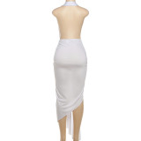 Sleeveless Halterneck Backless Split Long Dress GZJQ-K25D80072