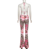 Sleeveless Print Halterneck Backless Jumpsuit GZJQ-K25Q79408