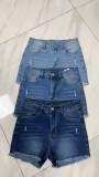 Solid Color Washed Denim Shorts GSMF-GS8002#