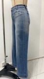 Casual High Waist Loose Wide Leg Jeans GSMF-9601#