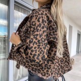 Leopard Print Long Sleeve Denim Coats GSMF-ZZP89263