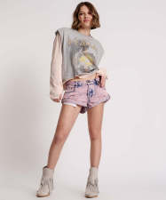 Fashion Print Washed Denim Shorts GSMF-9123#