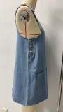 Sleeveless Loose Denim MIni Dress GSMF-14463#