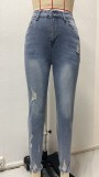 Fashion Holes Slim Pencil Jeans GSMF-ZT3112#