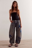Print Loose Wide Leg Waished Jeans GSMF-318