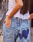 Print Loose Wide Leg Waished Jeans GSMF-318
