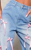 Bow-Tie High-Waisted Wide-Leg Jeans GSMF-ZC12874
