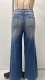 Casual High Waist Loose Wide Leg Jeans GSMF-9601#
