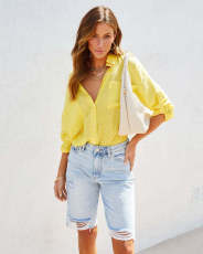 Fashion Holes Washed Denim Shorts GSMF-Z2111#