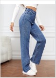 Casual High Waist Straight Jeans GSMF-ZZP2633#