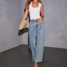 Retro Fashion Loose Wide Leg Jeans GSMF-ZC9112
