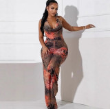 Leopard Print Sleeveless Jumpsuit SHD-9558
