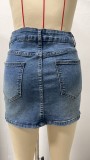 Casual Denim Washed Skirts GSMF-14369#