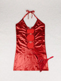 Hollow Out Tie Up Sling Mini Dress DYSC-1997