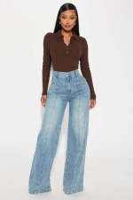 Fashion Loose Washed Straight Jeans GSMF-CT60226