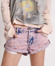 Fashion Print Washed Denim Shorts GSMF-9123#