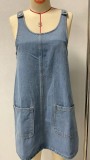 Sleeveless Loose Denim MIni Dress GSMF-14463#
