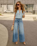 Casual High Waist Loose Wide Leg Jeans GSMF-9601#