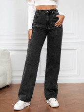 Casual High Waist Straight Jeans GSMF-ZZP2633#