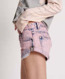 Fashion Print Washed Denim Shorts GSMF-9123#