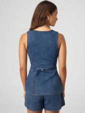 Denim Sleeveless Vest Two Piece Shorts Set GSMF-ZC13368