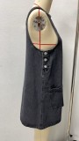Sleeveless Loose Denim MIni Dress GSMF-14463#