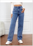 Casual High Waist Straight Jeans GSMF-ZZP2633#