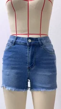 Solid Color Washed Denim Shorts GSMF-GS8002#