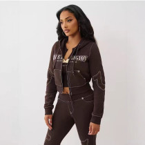 Letter Print Long Sleeve Pants 2 Piece Set GFCF-1400