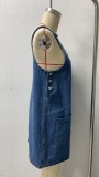 Sleeveless Loose Denim MIni Dress GSMF-14463#