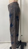 Print Loose Wide Leg Waished Jeans GSMF-318