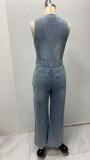 V Neck Sleeveless Denim Jumpsuit GSMF-ZC18604