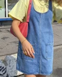 Sleeveless Loose Denim MIni Dress GSMF-14463#
