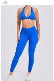Solid Color Sport Halterneck Bra Pants Suit GQSA-10317/43202