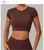 Short Sleeve Solid Color Sport Yoga T Shirts GQSA-46038