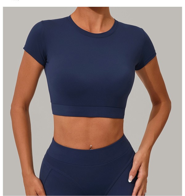 Short Sleeve Solid Color Sport Yoga T Shirts GQSA-46038