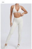 Solid Color Sport Halterneck Bra Pants Suit GQSA-10317/43202