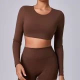 Long Sleeve Solid Color Sport Tops GQSA-90206