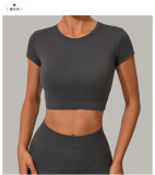 Short Sleeve Solid Color Sport Yoga T Shirts GQSA-46038