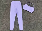 Solid Color Sling Sport Fitness Two Piece Pants Set GQSA-58300/13760
