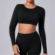 Long Sleeve Solid Color Sport Tops GQSA-90206