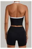 Halterneck Backless Tight Sport Two Piece Shorts Set GQSA-1211/1340