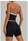 Halterneck Backless Tight Sport Two Piece Shorts Set GQSA-1211/1340
