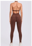 Solid Color Sport Halterneck Bra Pants Suit GQSA-10317/43202