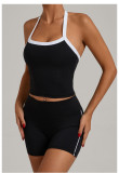 Halterneck Backless Tight Sport Two Piece Shorts Set GQSA-1211/1340